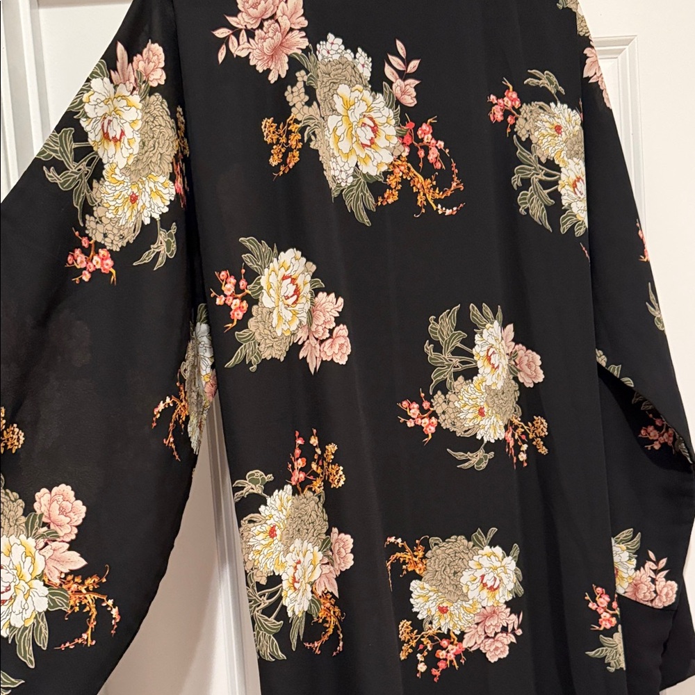 Floral Black Chiffon Abaya